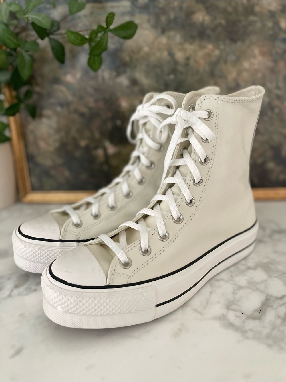 CONVERSE Chuck Taylor XHi‎ Extra High Top Size 9 Egret White Leather - Picture 2 of 8